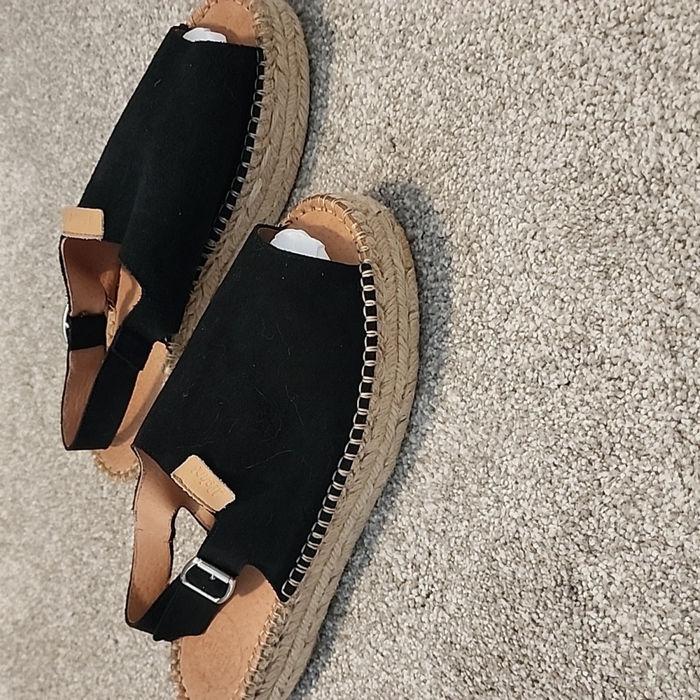 ALOHAS Suede leather platform espadrille sandals, Sz 38